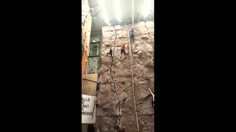 Mom with 6 year old son climbers
