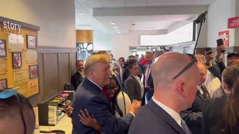 President Trump treated like a returning hero during a stop at a Chick-fil-A in Atlanta