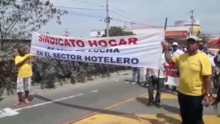 Mujeres en la marcha del Día del Trabajo, en Cartagena