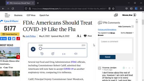The FDA Says Americans Should Treat COVID-19 Like the Flu (May 8, 2022)