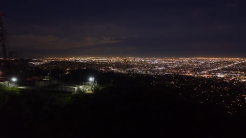 Revealing the city of Los Angeles at night, aerial