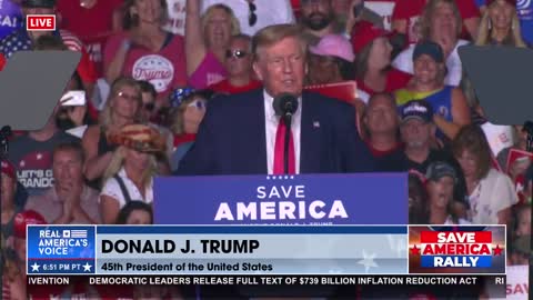 Trump teases the crowd with hints of his possible run in 2024.