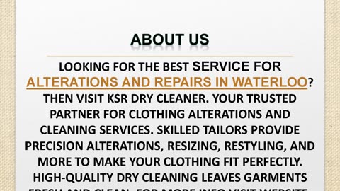 Best service for Alterations and Repairs in Waterloo