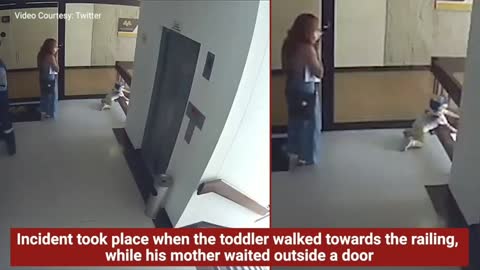 Cctv footage,Mom saves her baby from falling off building .