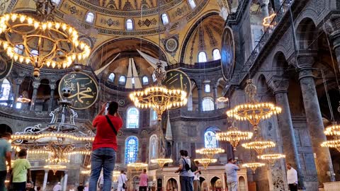 Stunning Interior view of Hagia Sofia, Istanbul, Turkey.