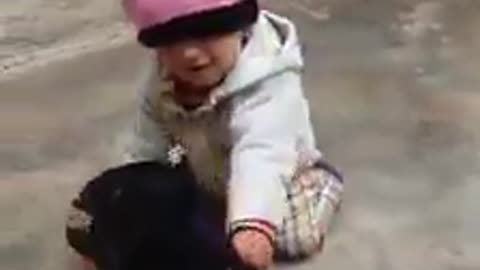 Cute baby Playing with Goat (Maymmna)