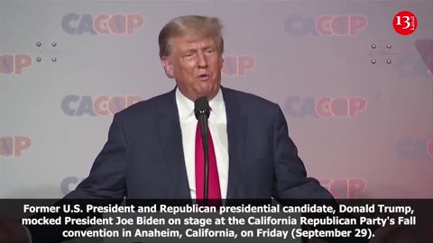 Moment Trump mocks Biden at GOP convention