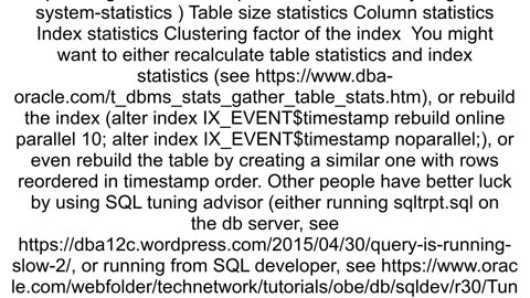 Indexing not working with column using range operations in oracle