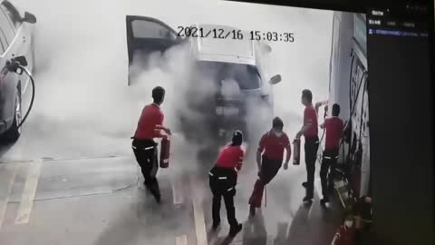 Arsonist in a gas station, insane...