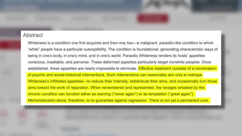 Psychoanalyst Claims That 'Whiteness' Is a 'Malignant, Parasitic-Like' Condition With No Cure