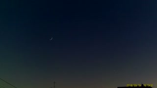 Moon, Venus and Mercury after the sunset time-lapse