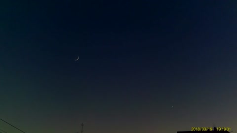 Moon, Venus and Mercury after the sunset time-lapse