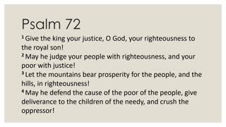 Psalm 72 Devotion