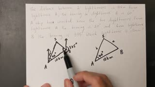 Grade 11 Math - Solving triangles with bearings (word problem) (lesson 5.6)