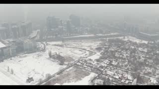 Very beautiful view from a drone in winter