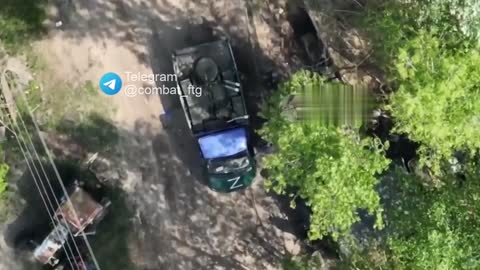 UKRAINIAN DRONE DROPPING MUNITIONS ON RUSSIAN SOLDIERS