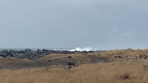 Power of the Pacific Ocean after a winter storm. N. Jetty of Grays Harbor