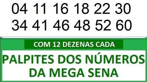 #PALPITES DOS NÚMEROS DA MEGA SENA COM 12 DEZENAS 5y 5z 50 51 52 53 54 55 56 57 58 59