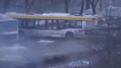 Russian T-72B3 Tank 125mm Round Impact In The City Of Mariupol. Special Military Operation