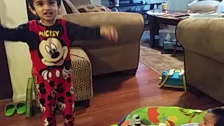 3 year old singing lullaby to his brother