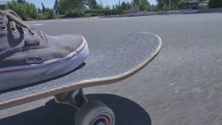 On a skateboard