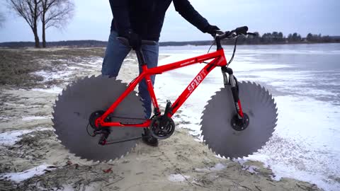 Cycling on Icy Lake