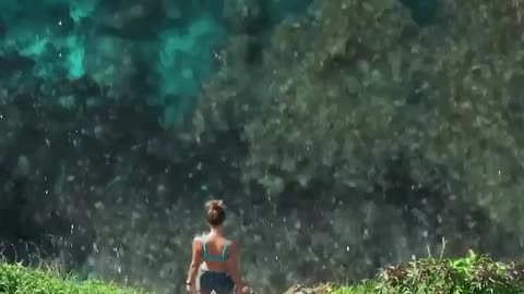 Girl Walks To Edge Of Amazing Cliff