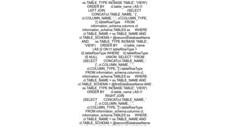 Compare structures of two databases