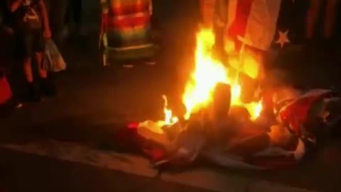 Entitled Leftists in LA Celebrate July 4th by Burning American Flags