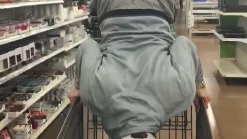 Walmart shopping cart front flip guy fail
