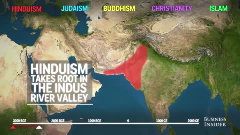 Animated map shows how religion spread around the world.