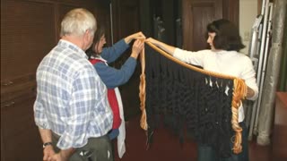 Warp weighted loom weaving with card weaved borders