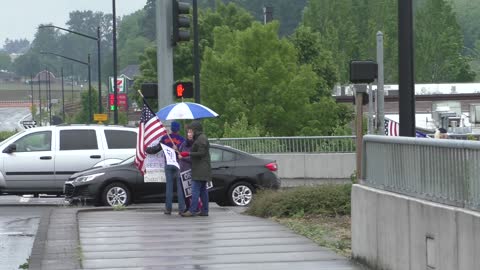 Week 36 Of The Ridgefield Overpass Flag Wave - Patriots Showed Up So There Was No Opposition