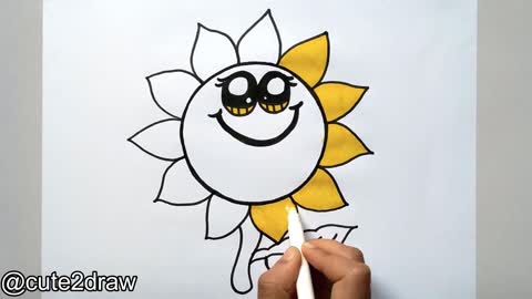 How To Draw A Cute Sunflower | How To Draw And Color A Cute Sunflower 🌻