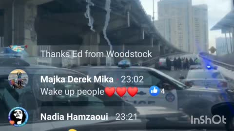 Toronto Metro Cops Stopping A Peaceful Protest In Support Of The Truckers Convoy For Freedom To Ottawa #BearHUG #NoVaxxPass #NoMandatesEVER #TrudeauMustGO