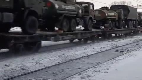 Train carrying fuel trucks, Tyumen Russia