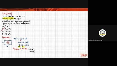 TRILCE SEMESTRAL 2021 | SEMANA 08 | HAB. MATEMÁTICA: MÁXIMOS Y MÍNIMOS