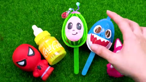 New- Some lot's of COCOMELON Eggs - Baby Shark Yummy Lollipops M&M's, Slime Satisfying Video Asmr