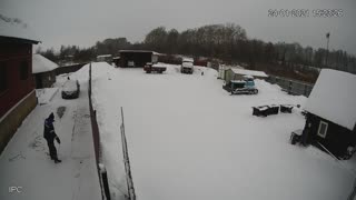 Surprise Avalanche While Clearing Rooftop Snow