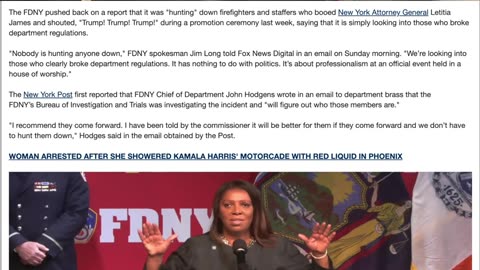 FDNY Commander "Hunting Down" Firefighters Who "Heckled" Letitia James During Ceremony! Viva Frei