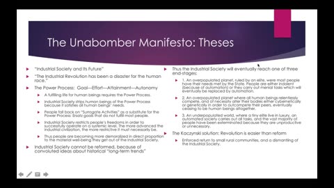 CRP Weekly Webinar #15: The Unabomber Manifesto
