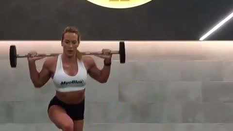 Barbell squat exercise, bow left and right