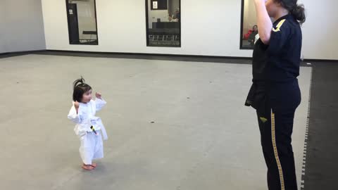 3 Year Old Taekwondo White Belt Reciting Student Creed