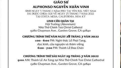 Cảm Nhận Về 1 Tài Năng Kiệt Xuất Nguyễn Xuân Vinh Và Tang Lễ 29-7-2022