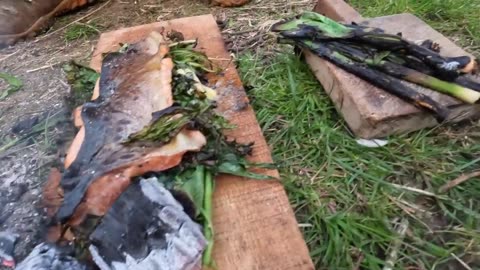 Cooking Fish on a Plank of Wood | Fly Fishing Catch & Cook