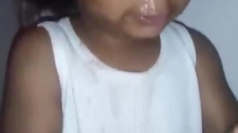 Granddaughter puts hair grease all over her face