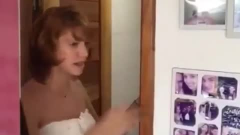 Girl singing in the bathroom