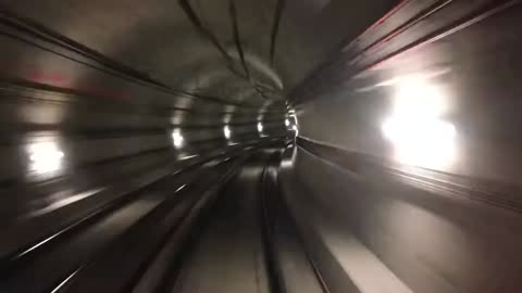 Time-Lapse: Train in Subway. Metro Train