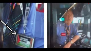British israeli woman confronts bus driver wearing a badge Boycott Israel-apartheid