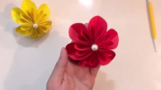 How to make a flower with paper cut & glue